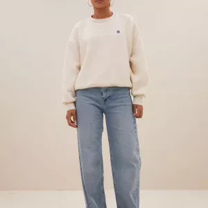 sweat beige logo bleu – Image 2