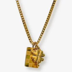 collier trèfle et damier - clover