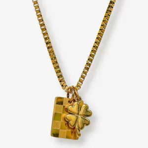 collier trèfle et damier - clover