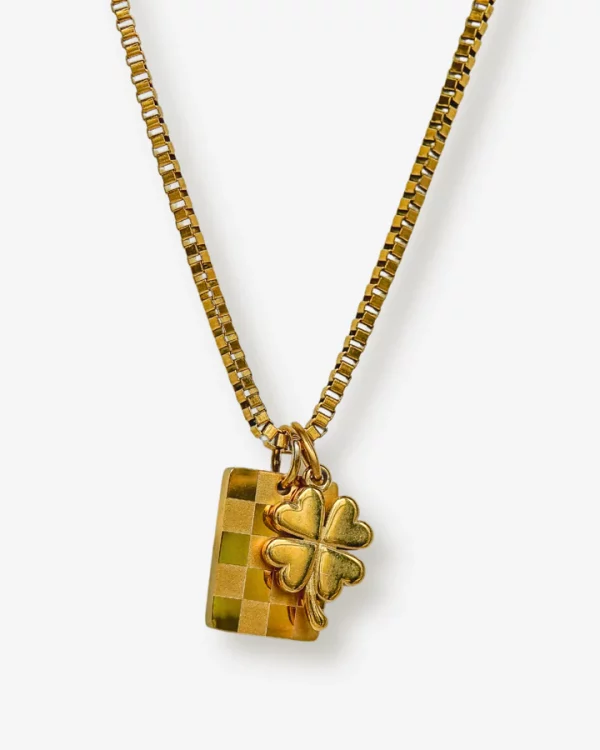 collier trèfle et damier - clover