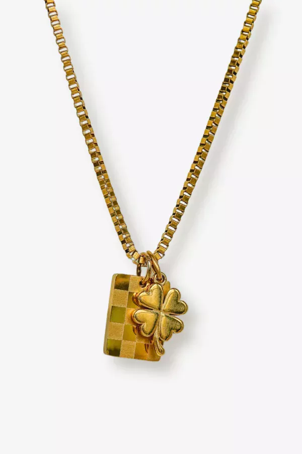 collier trèfle et damier - clover