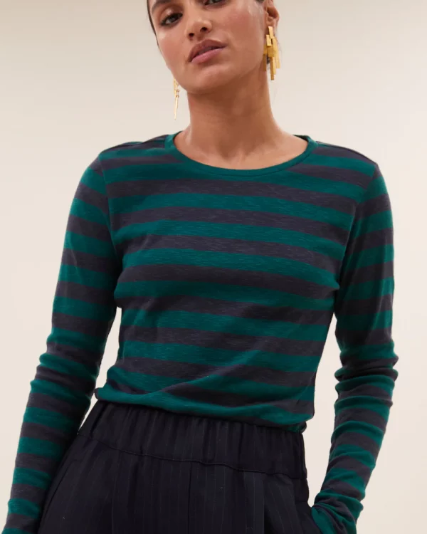 tee-shirt big stripe deep green