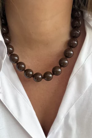 collier bolas marron