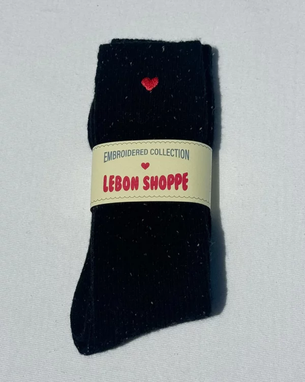 chaussettes neige noires coeur
