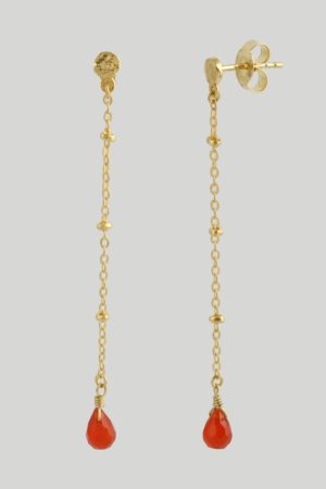 Boucles d'oreilles tulipe agate rouge