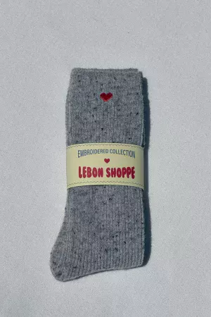 chaussettes neige grises coeur