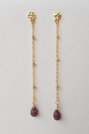 boucles d'oreilles tulipe jaspe rouge