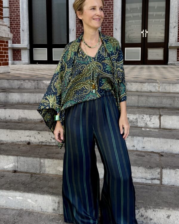 blouse monica verte et bleue